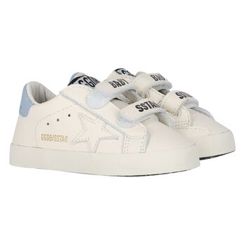 Ivory & Blue Leather Baby Pre Walker Shoes Set