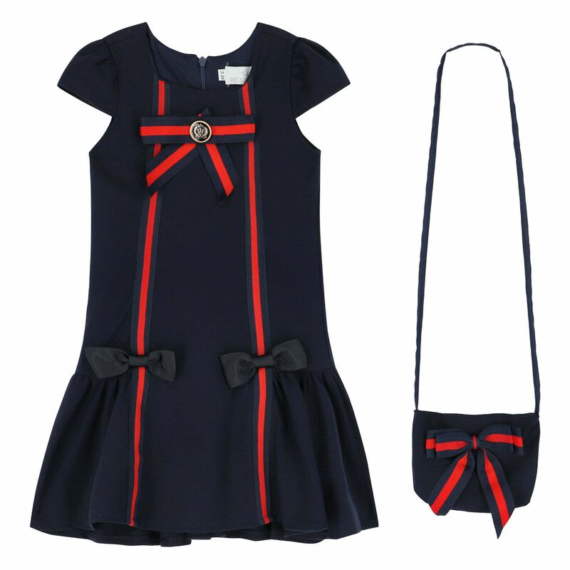 Girls Navy Blue Dress & Bag Set, 1, hi-res image number null