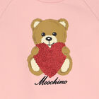 Younger Girls Pink Teddy Bear Logo Dress, 1, hi-res