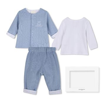Baby Boys White & Blue Toile de Jouy Tracksuit Set