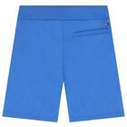 Boys White & Blue Logo Shorts Set, 1, hi-res