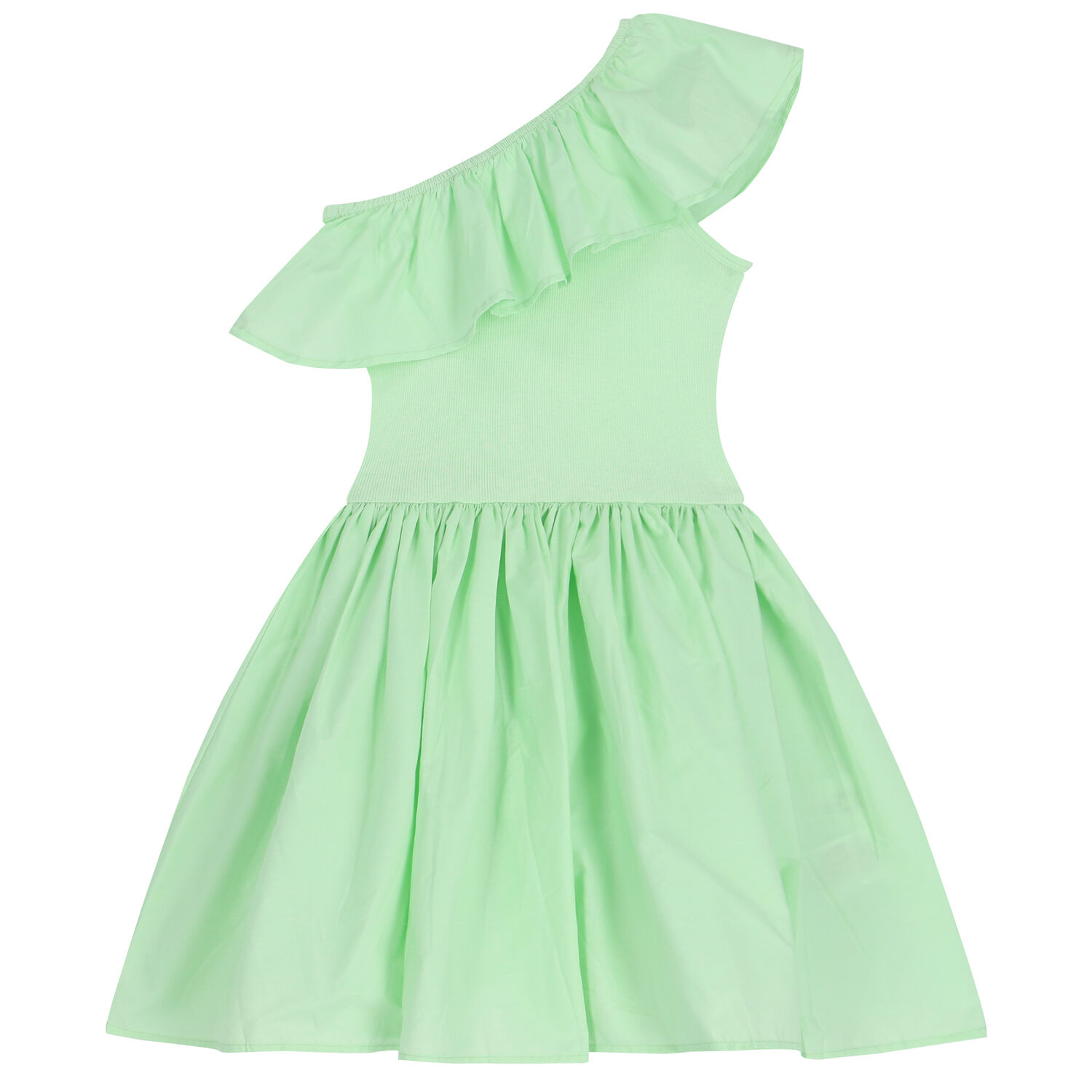 Girls Green Ruffle Dress, 3, hi-res