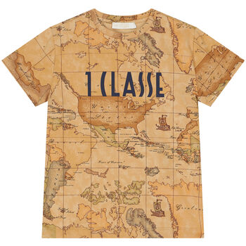 Boys Beige Geo Map Logo T-Shirt