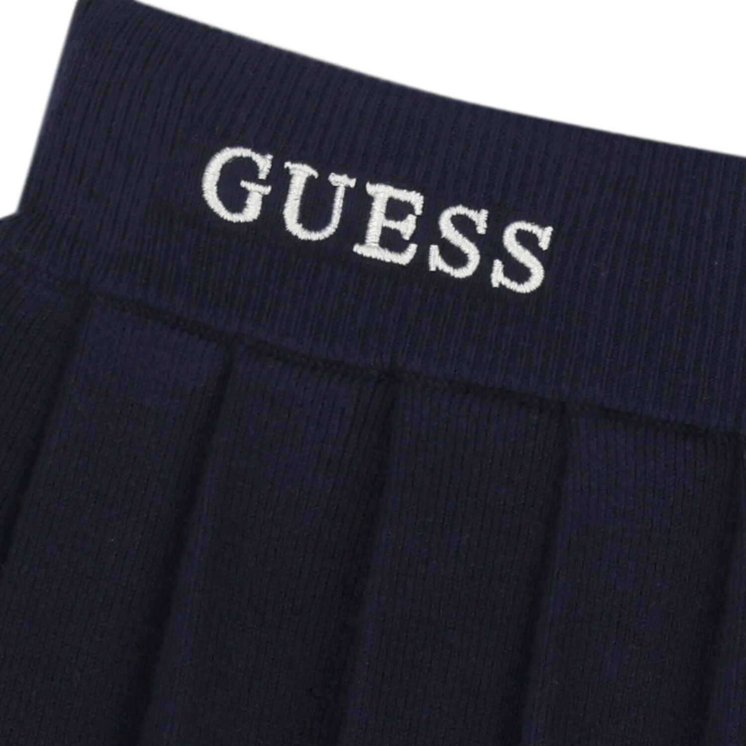 Girls Navy Blue Logo Knitted & Pleated Skirt, 2, hi-res