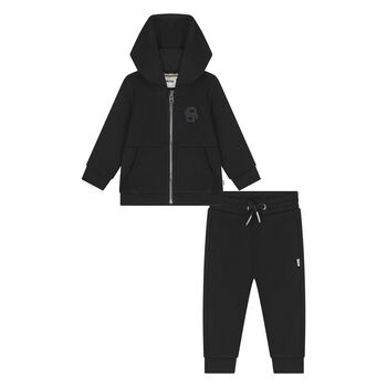Younger Boys Black Logo Tracksuit