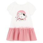 فستان بنات بطبعة الزهور باللون الأبيض والزهري, 2, hi-res