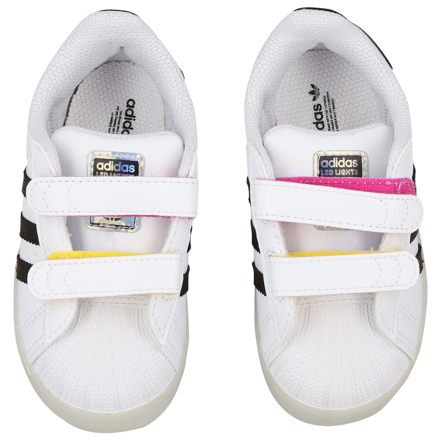 White & Black Superstar Led Lights Trainers, 1, hi-res image number null