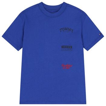 تيشيرت اولاد بالشعار باللون الازرق 