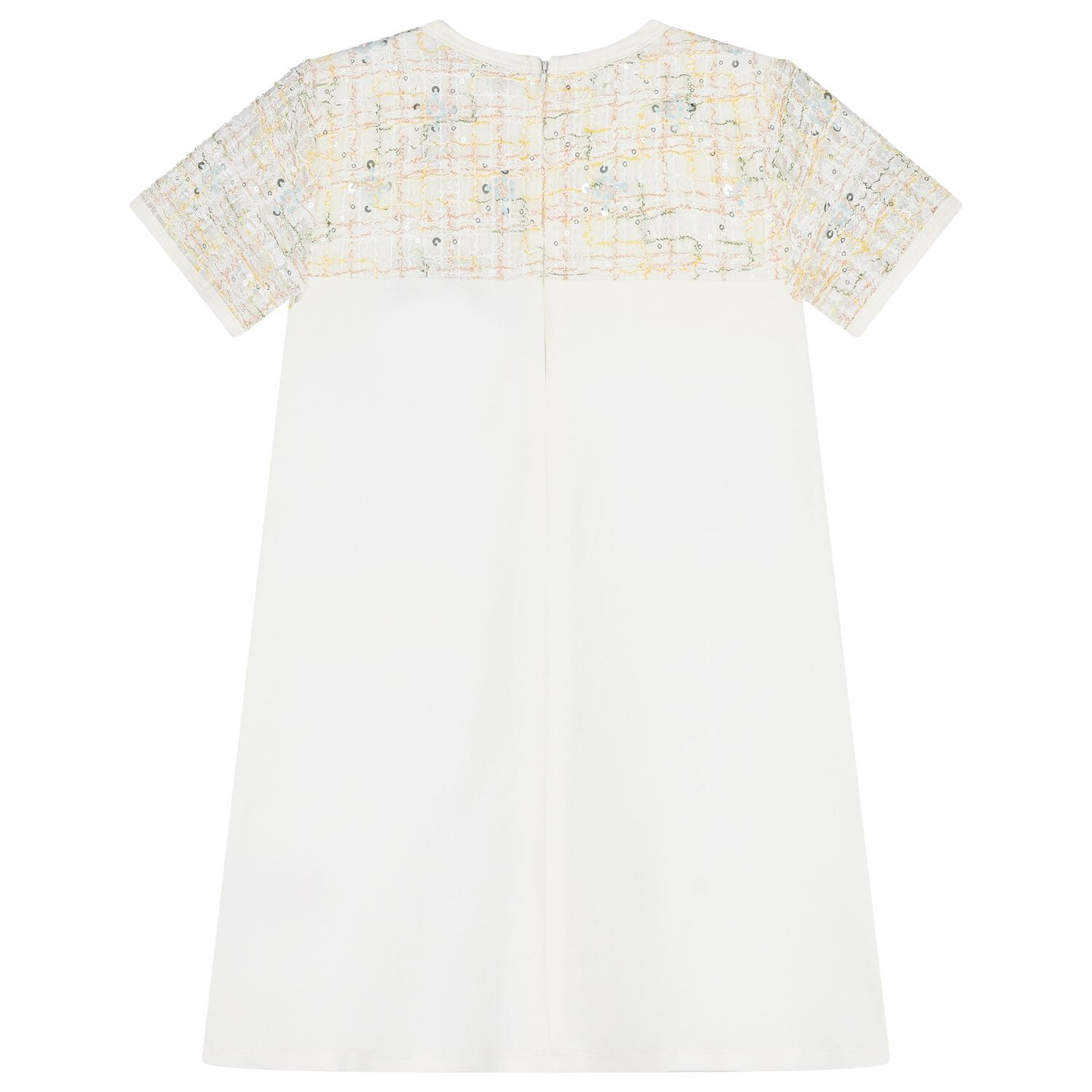 Girls Ivory Logo Dress, 1, hi-res