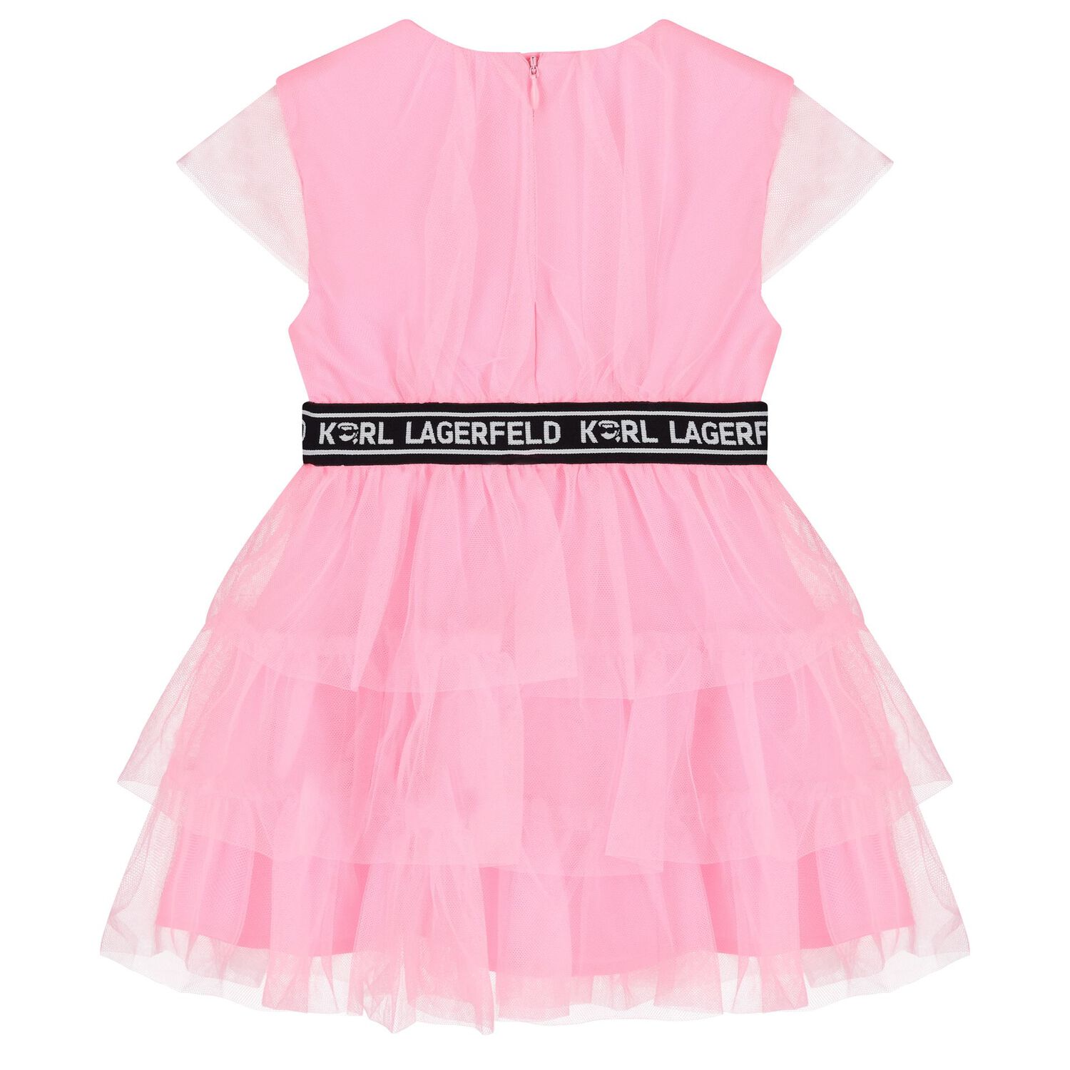 Girls Pink Logo Tulle Dress, 1, hi-res