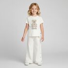 Girls Ivory Logo Trousers, 1, hi-res
