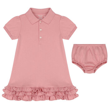 Baby Girls Pink Polo Dress Set