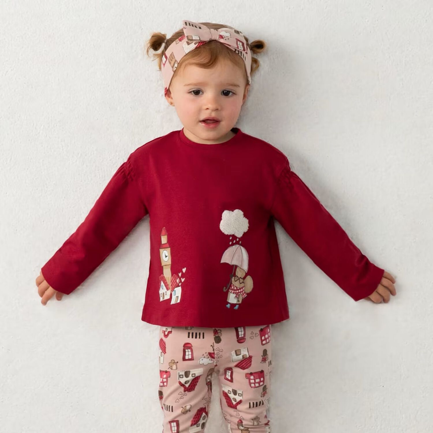 Younger Girls Red & Pink Leggings Set, 1, hi-res