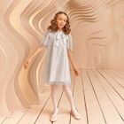 ربطة رأس مزخرفة باللون الفضي و الأبيض للبنات, 1, hi-res