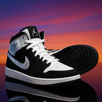 Black & White Jordan 1 Mid Easyon Trainers