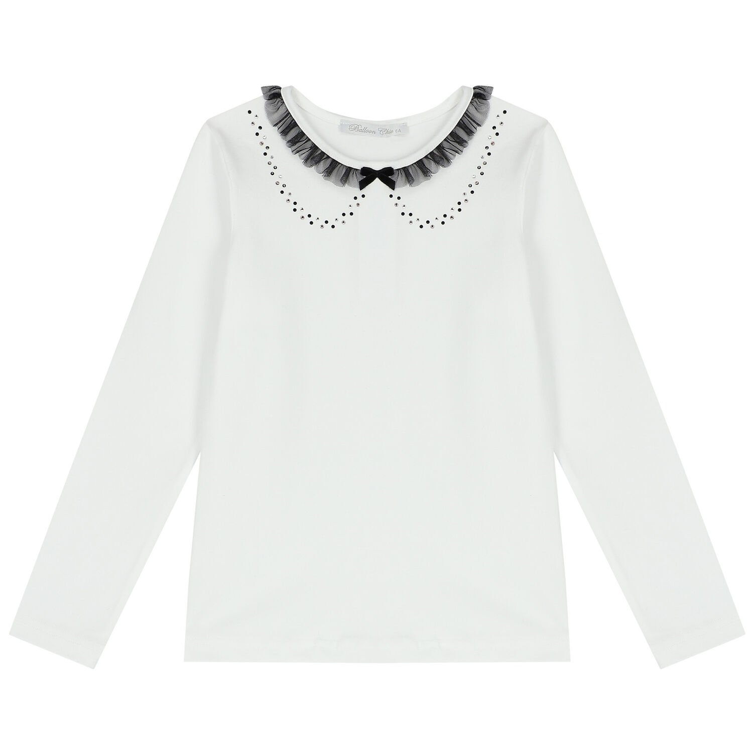 طقم تنورة بنات تول باللون الابيض والاسود, 1, hi-res