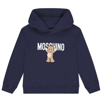 Navy Blue Teddy Bear Logo Hooded Top