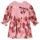 Girls Pink Floral Chiffon Dress, 1, hi-res