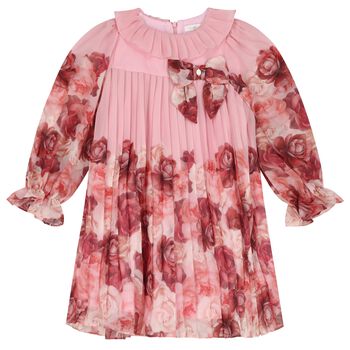 Girls Pink Floral Chiffon Dress