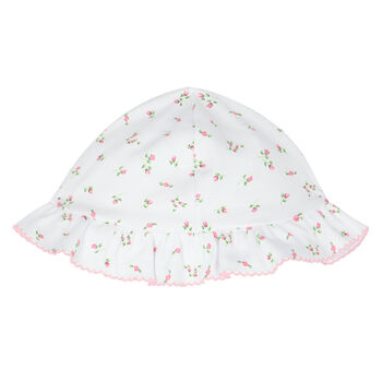 Baby Girls White & Pink Rose Hat