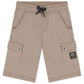 Boys Beige Logo Shorts