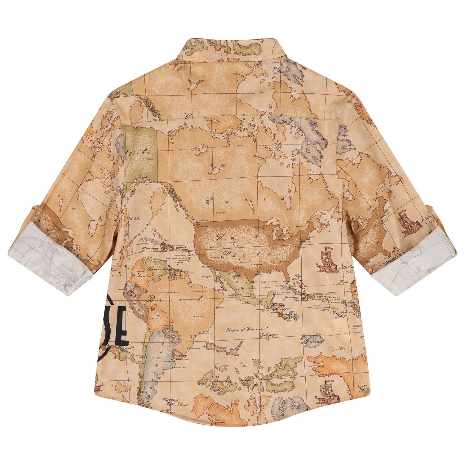 Boys Beige Geo Map Shirt, 1, hi-res
