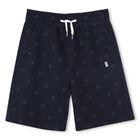 Boys Navy Blue Logo Shorts, 1, hi-res