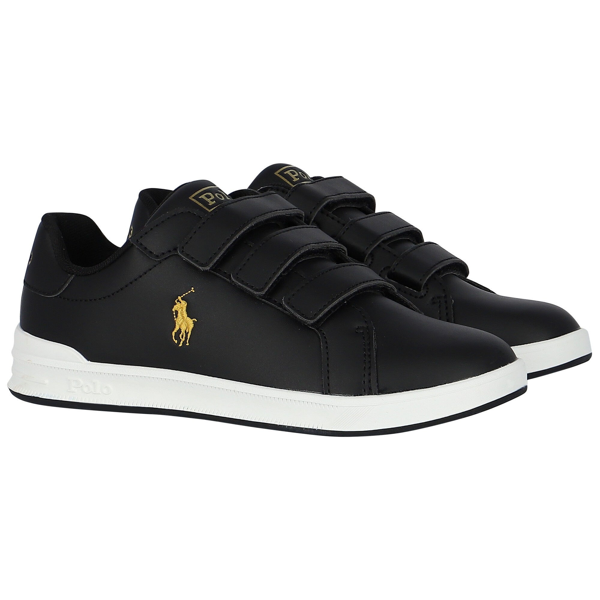 Boys black best sale ralph lauren trainers