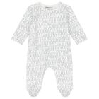 Baby Boys White & Navy Blue Logo Babygrow Set, 2, hi-res