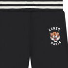 Boys Black Tiger Logo Trousers, 1, hi-res