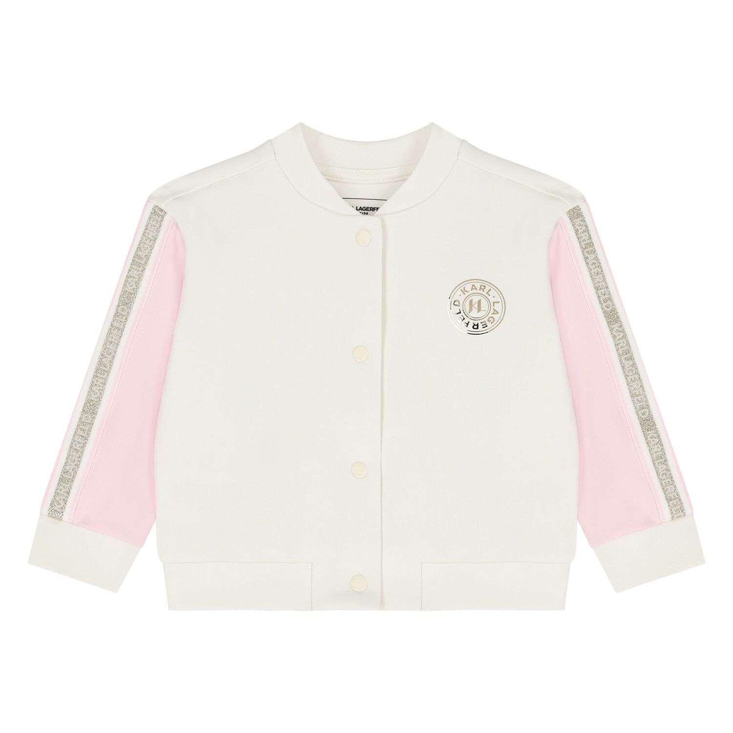 Younger Girls White & Pink Tracksuit Set (3 Piece), 1, hi-res