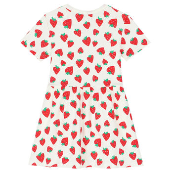Girls Ivory Strawberry Dress