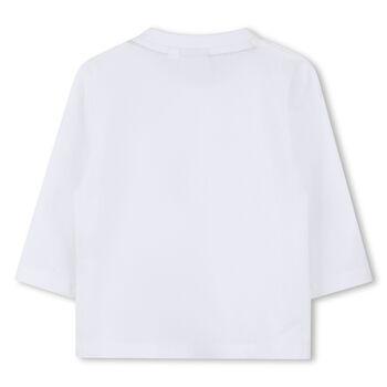 Younger Boys White Logo Long Sleeve Top