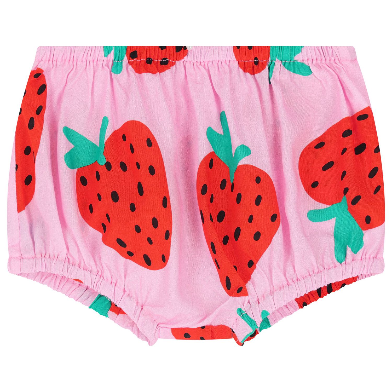 طقم فستان وردي اللون بطبعة الفراولة للبنات, 1, hi-res