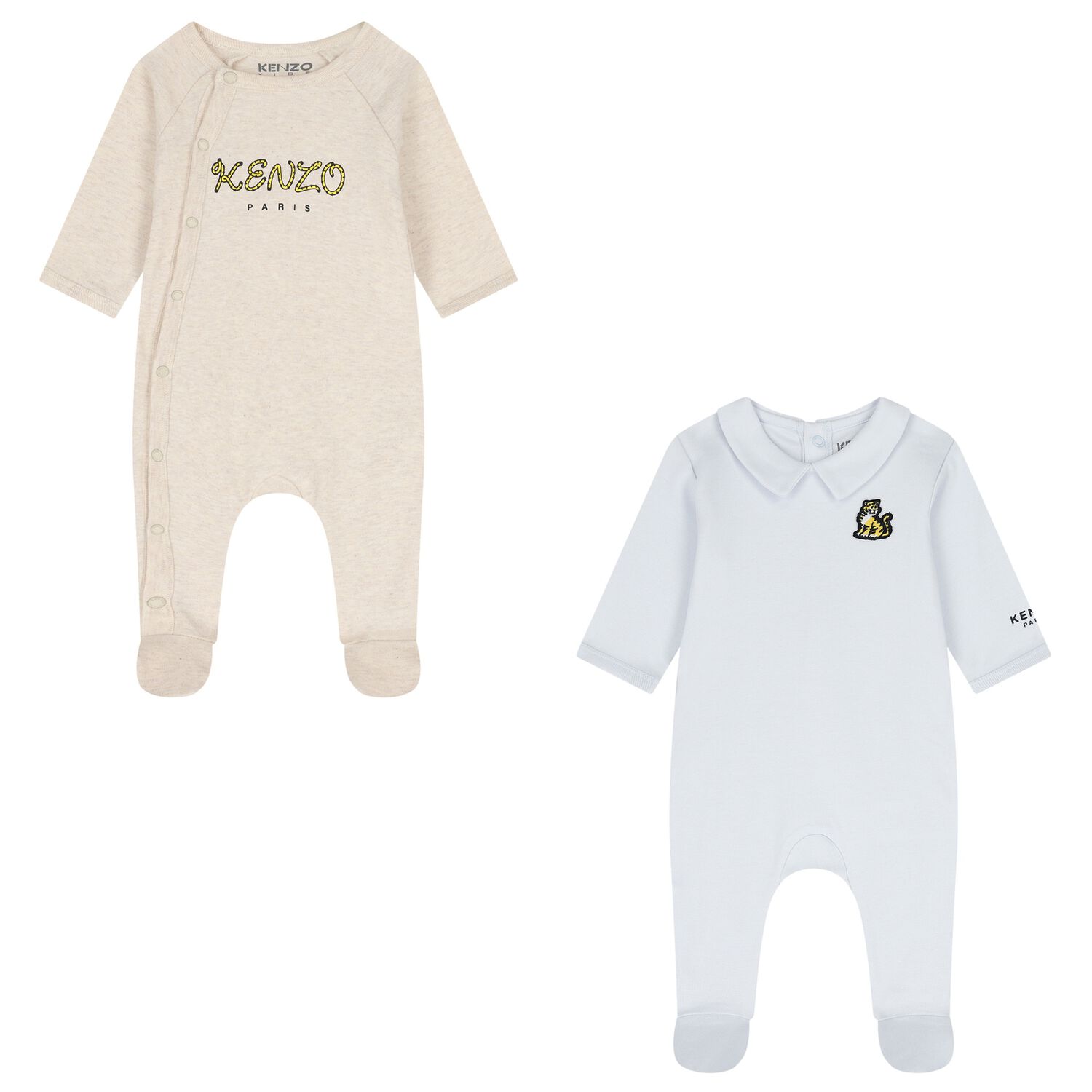 Beige & Blue Tiger Babygrows ( 2 Pack ) , 2, hi-res