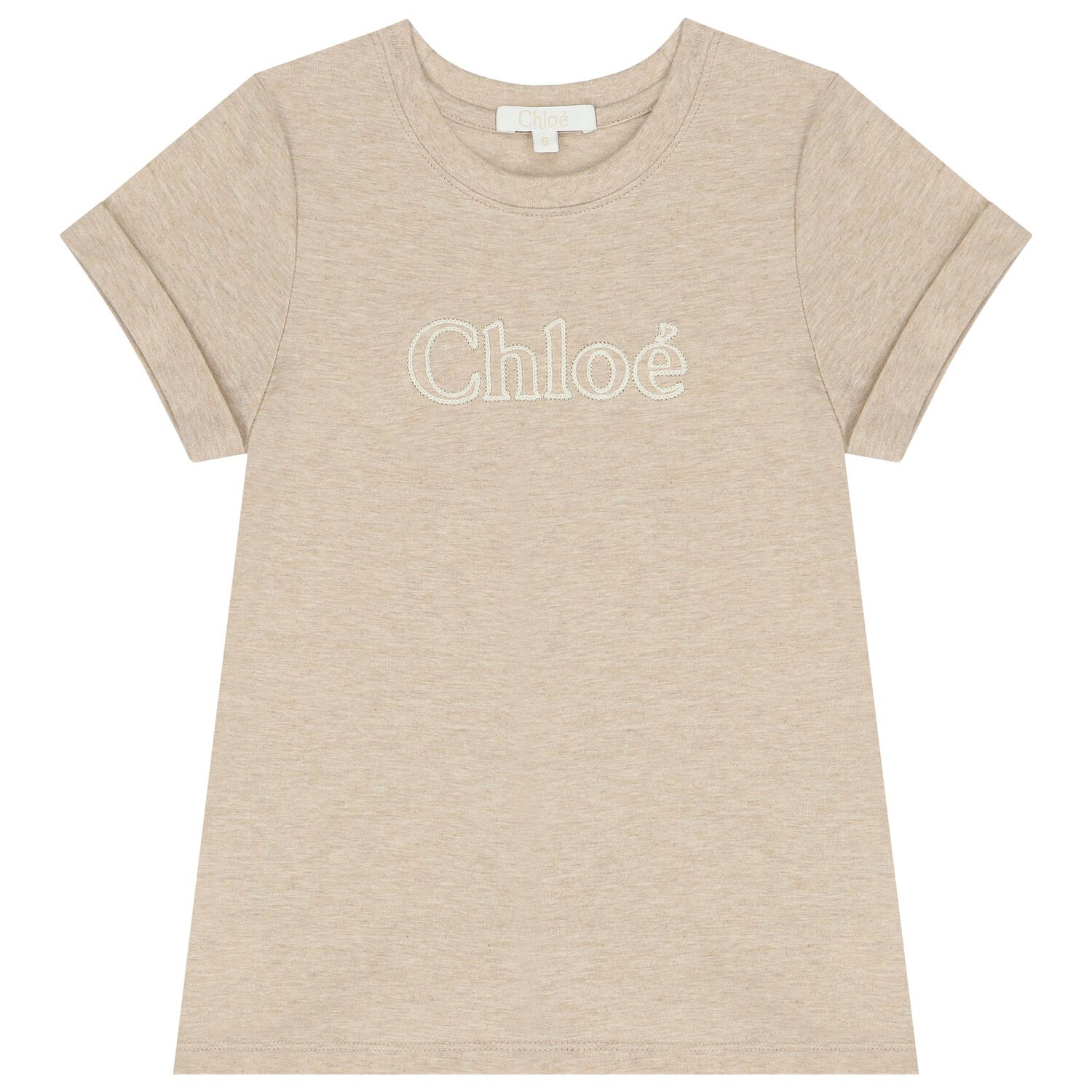 Girls Beige Logo T-Shirt, 1, hi-res