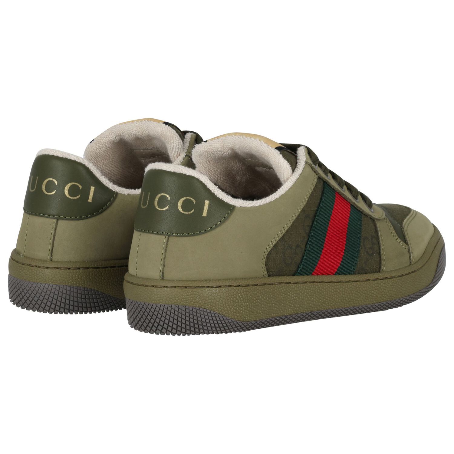 Green Web Striped Logo Trainers, 1, hi-res