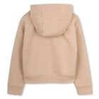Girls Mini Me Beige Logo Hooded Zip Up Top, 1, hi-res