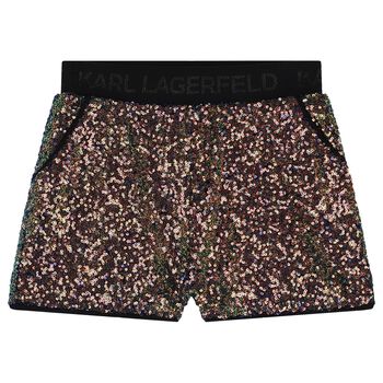 Girls Black Embellished Sequin Shorts