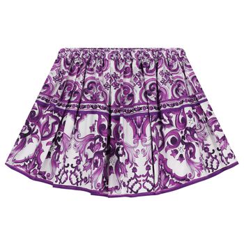 Girls White & Purple Majolica Skirt