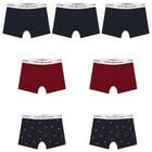 Boys Burgundy & Navy Blue Boxer Shorts (7-Pack), 1, hi-res