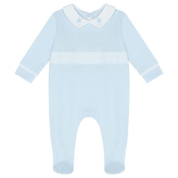 Baby Boys Embroidered Blue Babygrow