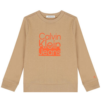 Boys Beige Logo Sweatshirt