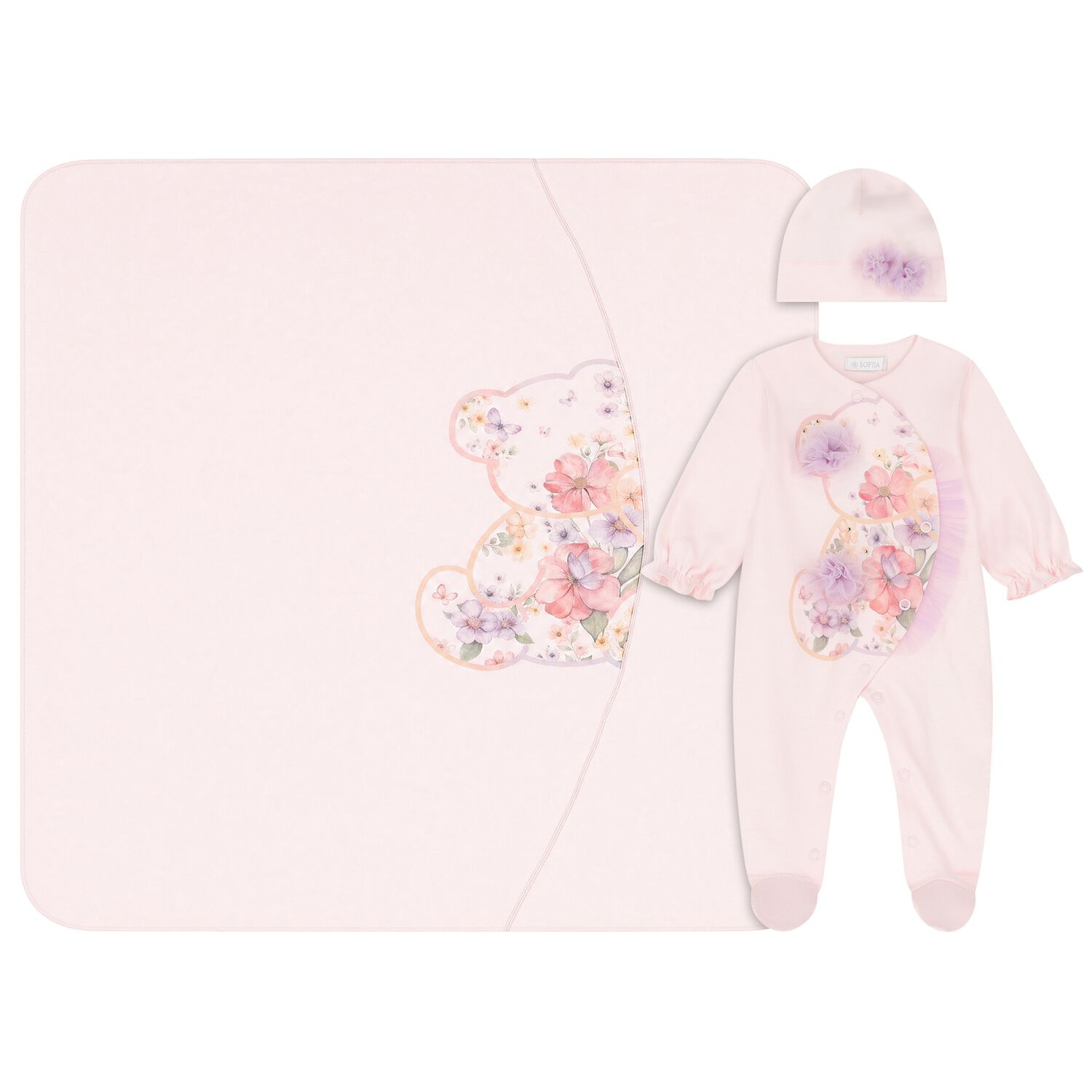 Baby Girls Pink Floral Babygrow Gift Set, 1, hi-res