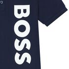 Boys Navy Blue Logo Polo Shirt, 3, hi-res
