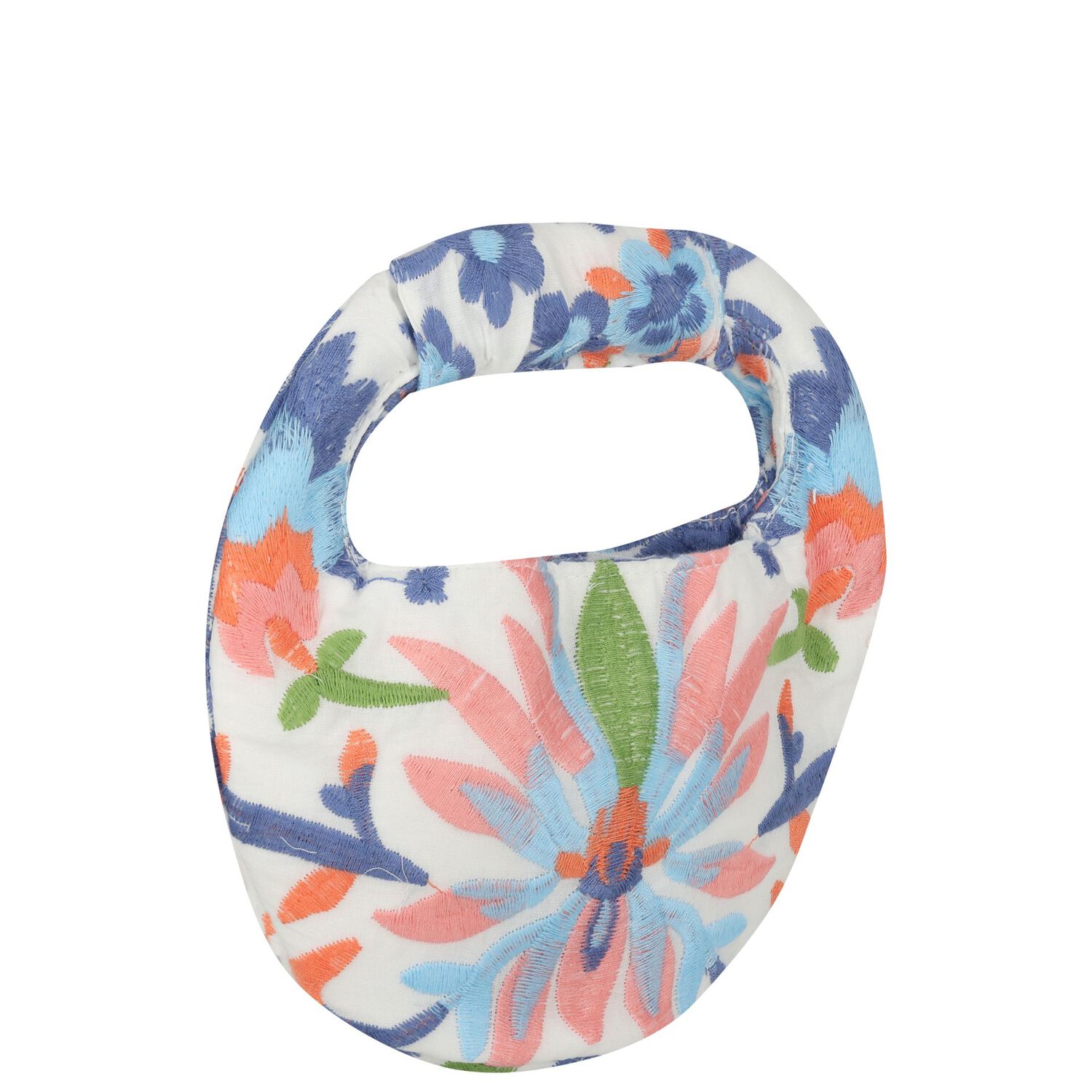 Girls White & Blue Embroidered Floral Handbag , 1, hi-res