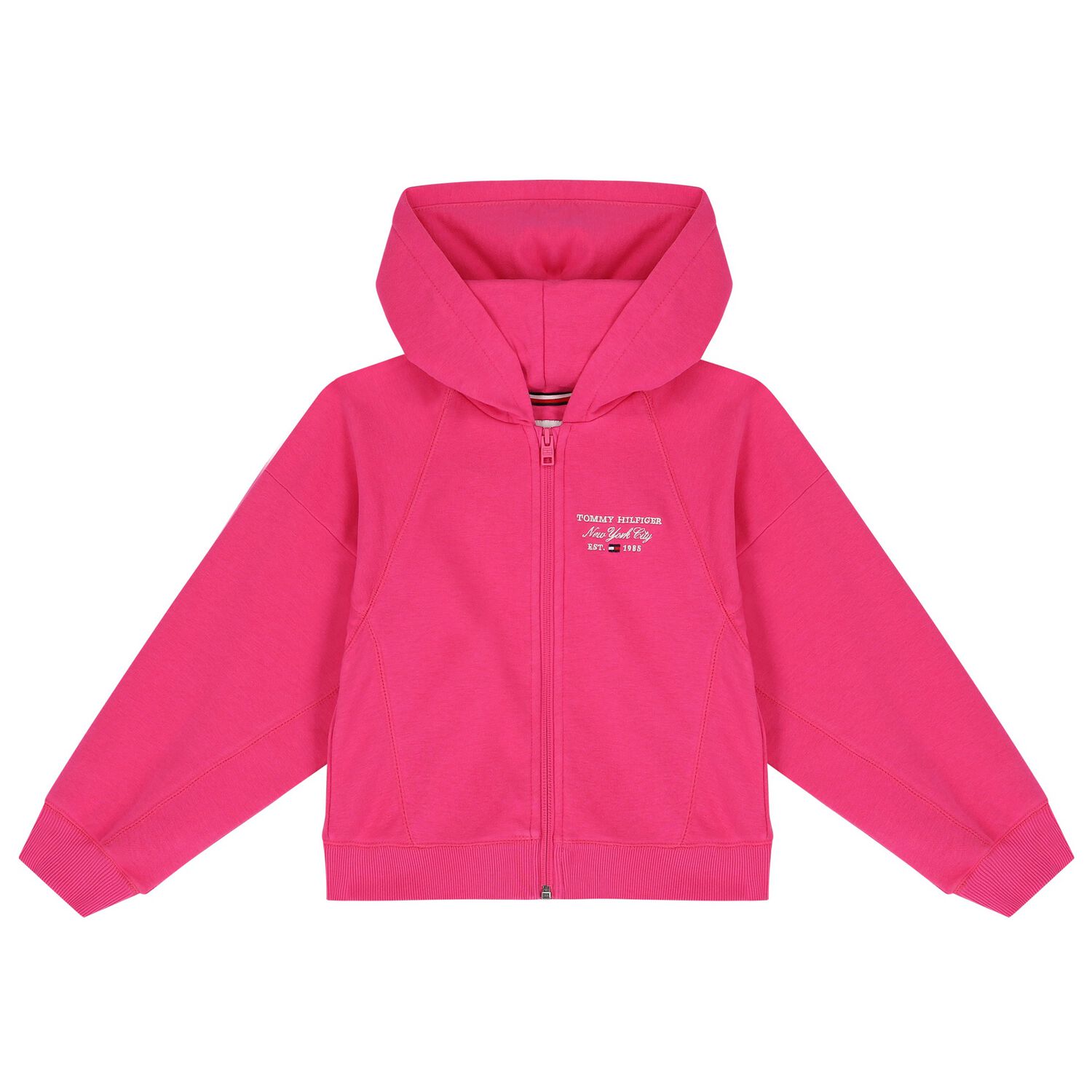 Girls Pink Logo Hooded Zip Up Top, 1, hi-res image number null