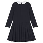 Girls Navy Blue Tartan Dress, 1, hi-res