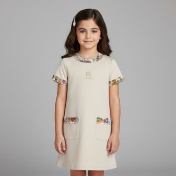 Girls Beige Logo Dress