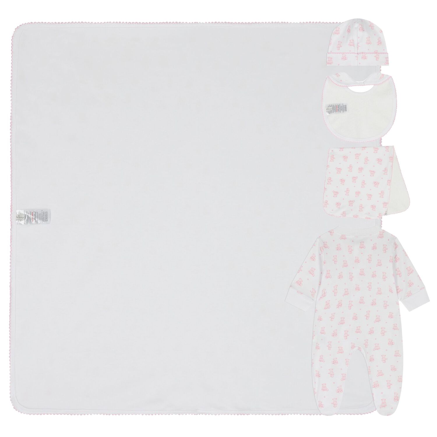 Baby Girls White & Pink Teddy Bear Babygrow Gift Set , 1, hi-res